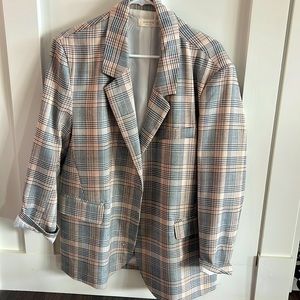 Oversized Plaid Boyfriend Jacket Blazer